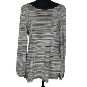 TALBOTS Women Long Sleeve Pullover Top Sz L Gray Business Casual Mature 56-16